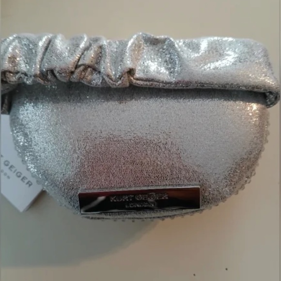 Kurt Geiger Silver Metallic Rhinestone Kensington Wristlet - Picture 6 of 6